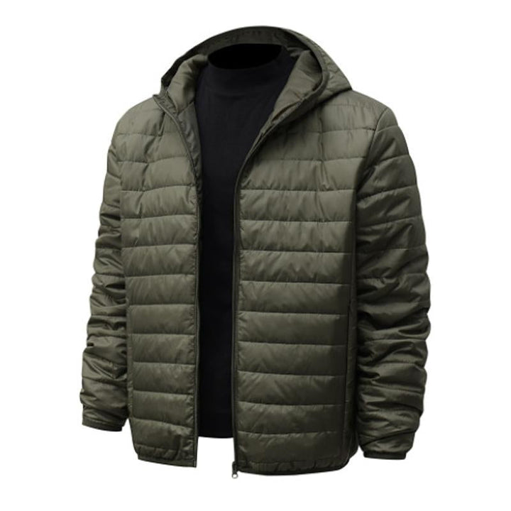Men's Casual Hooded Short Cotton Jacket in Solid Color - Style 22653239X
