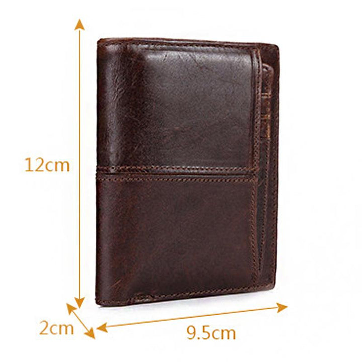 Men's Vintage Leather Wallet with Large Capacity for SIM Cards - Model 98597500Y