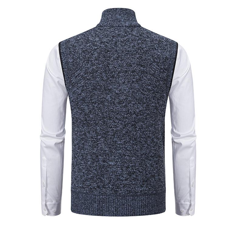 Men's Sleeveless Knitted Fleece Vest with Stand Collar (Shirt Not Included) 07402474X
