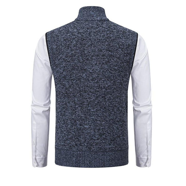 Men's Sleeveless Knitted Fleece Vest with Stand Collar (Shirt Not Included) 07402474X