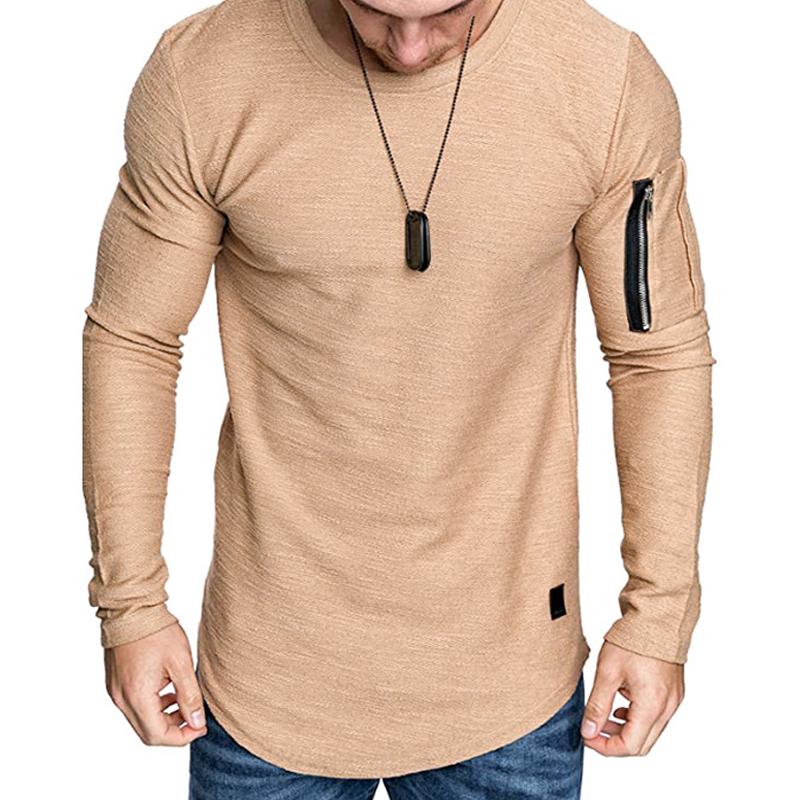 Men's Long Sleeve Crew Neck T-Shirt with Zip Pocket - Style 56507368X
