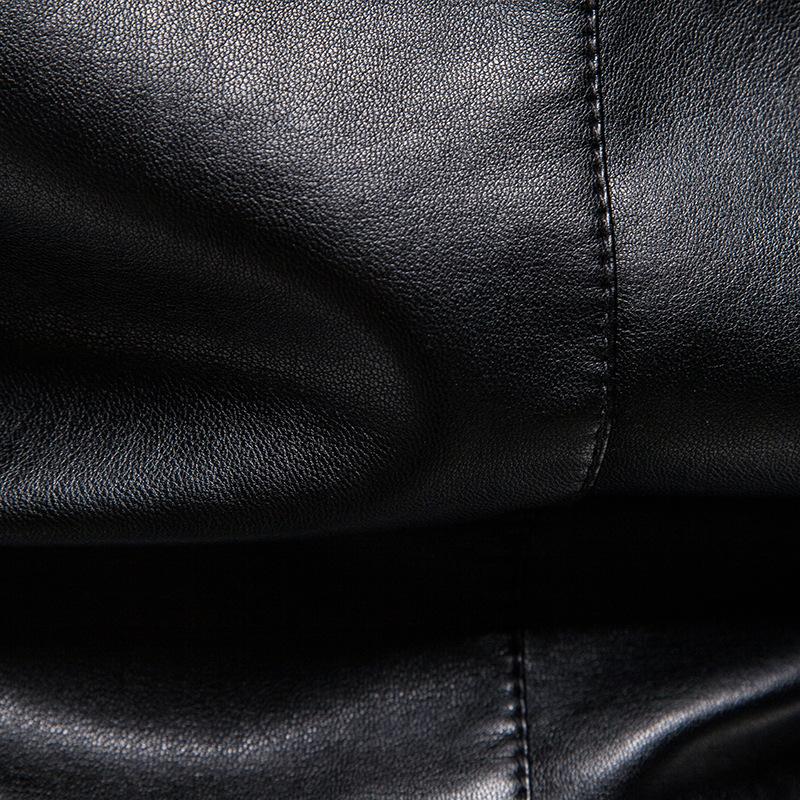 Men's Retro Stand Collar Casual Leather Motorcycle Jacket 75420273X