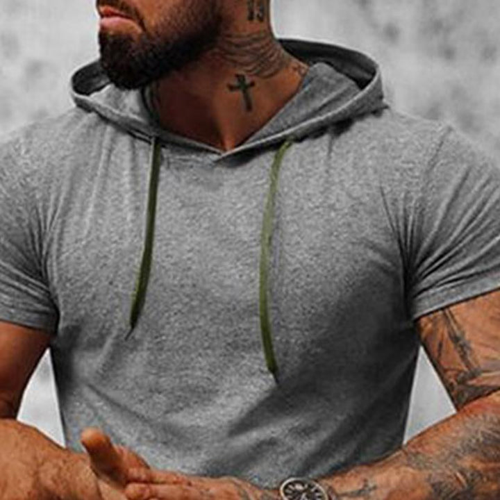 Sudadera con capucha lisa de manga corta para hombre