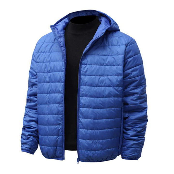 Men's Casual Hooded Short Cotton Jacket in Solid Color - Style 22653239X
