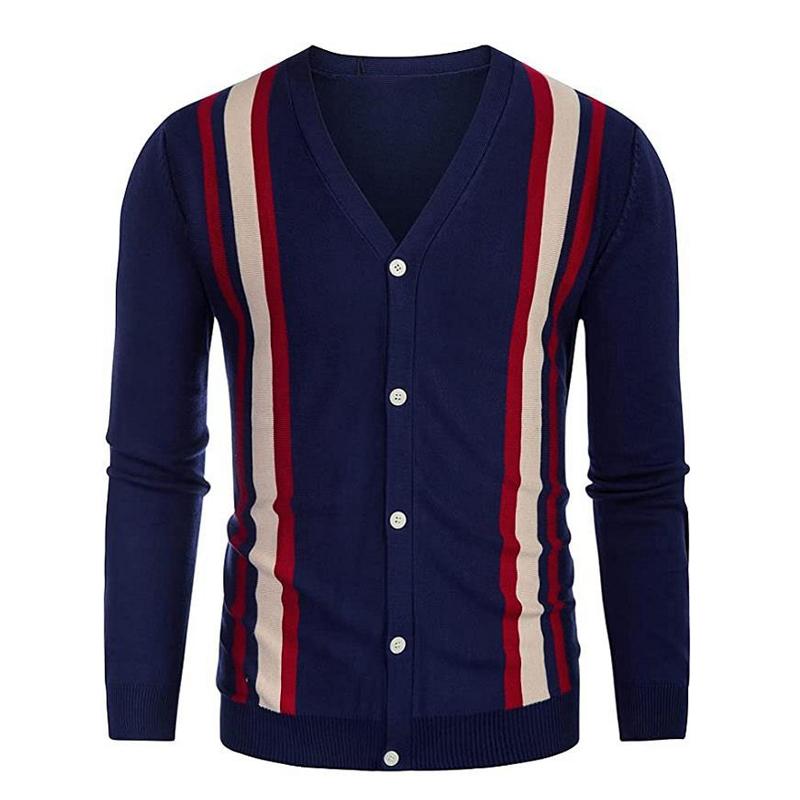 Cárdigan de punto para hombre con diseño de rayas