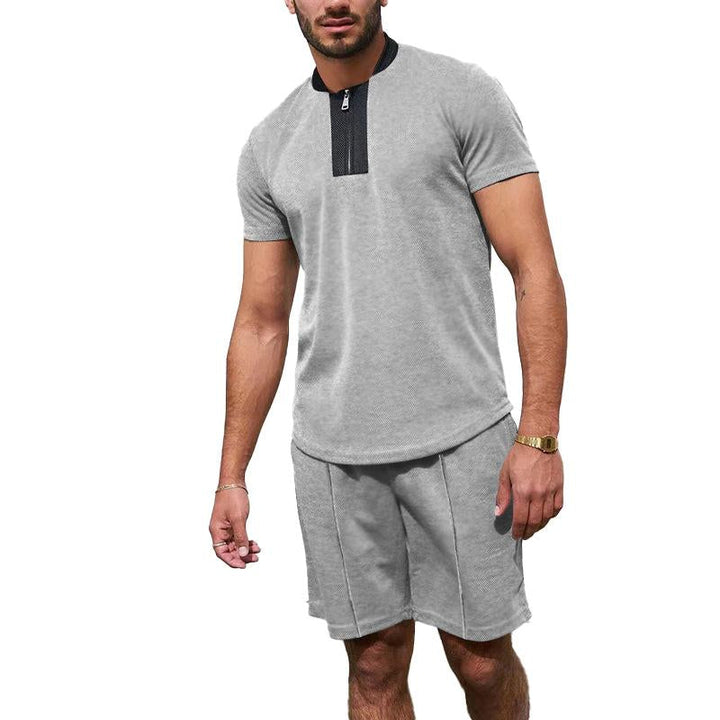 Men's Stand Collar Waffle Panel Tracksuit - Style 14596157X