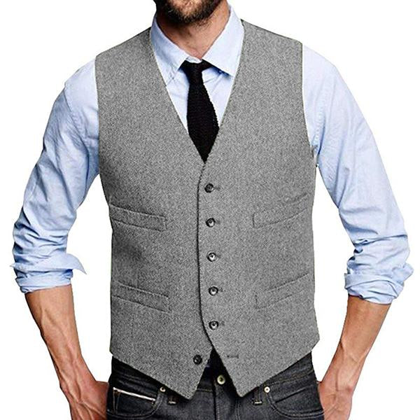 Men's Classic Vintage Single-Breasted Suit Vest - Style 09712922M