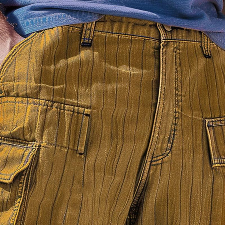 Men's Cargo Shorts with Striped Print - Style 97751502X