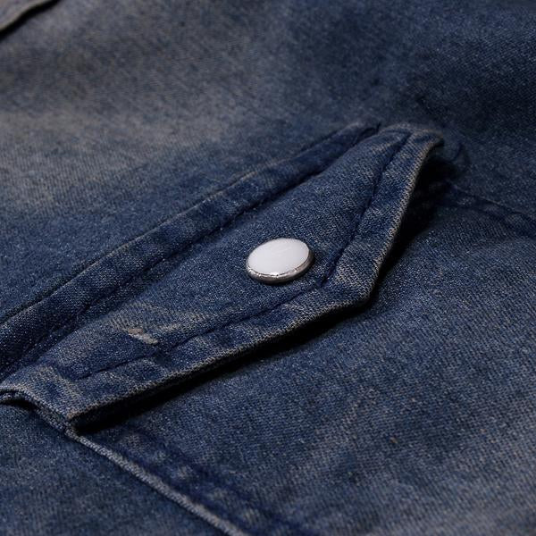 Men's Retro Denim Short Sleeve Shirt - Style 47012502X