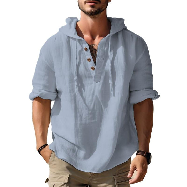 Men's Long Sleeve Solid Color Pullover Hoodie - Style 73000430X