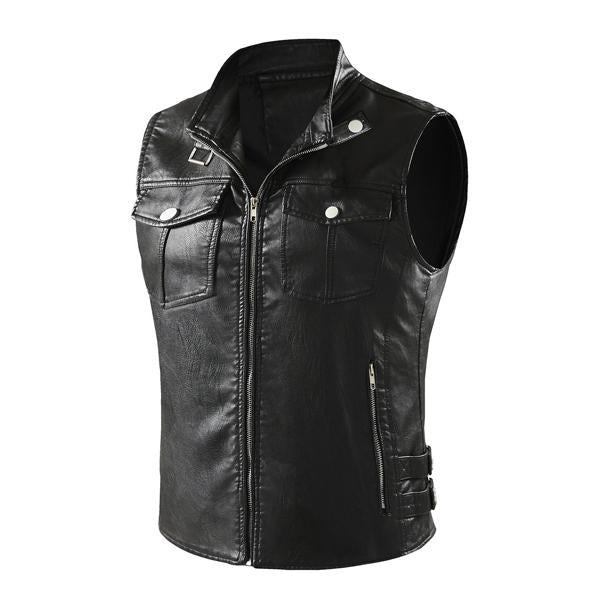 Men's Retro Zip Vest with Lapel - Style 26191888X