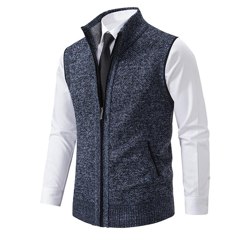 Men's Sleeveless Knitted Fleece Vest with Stand Collar (Shirt Not Included) 07402474X