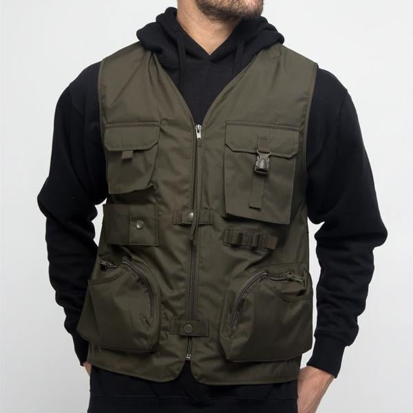 Men's Quick-Dry V-Neck Vest with Multiple Pockets - Model MD111