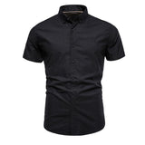 Camisa de manga corta con solapa para hombre en color liso