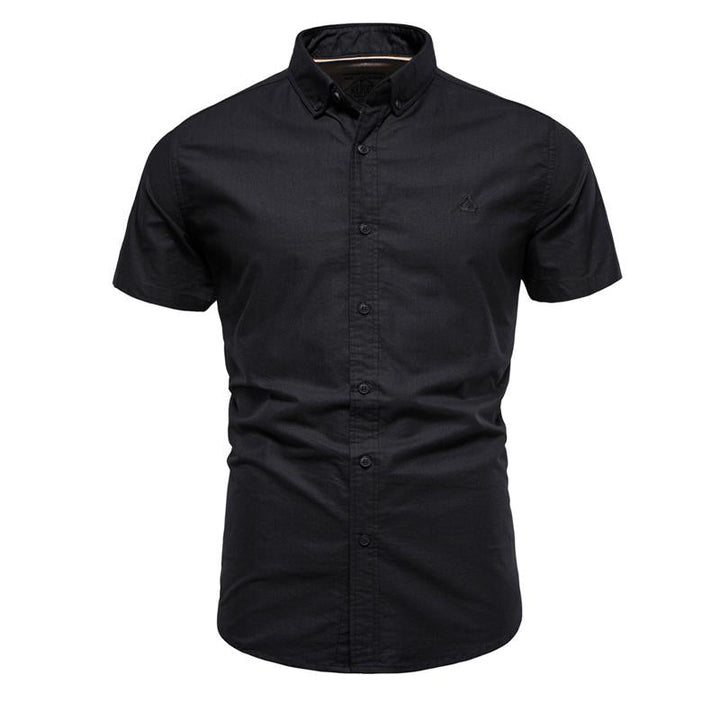 Camisa de manga corta con solapa para hombre en color liso