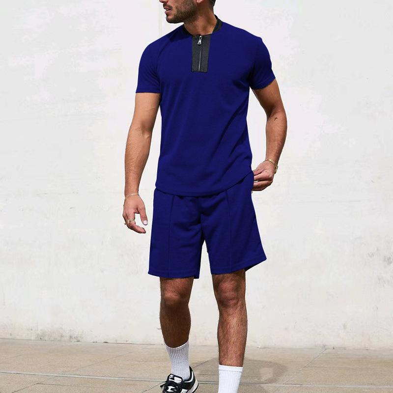 Men's Stand Collar Waffle Panel Tracksuit - Style 14596157X