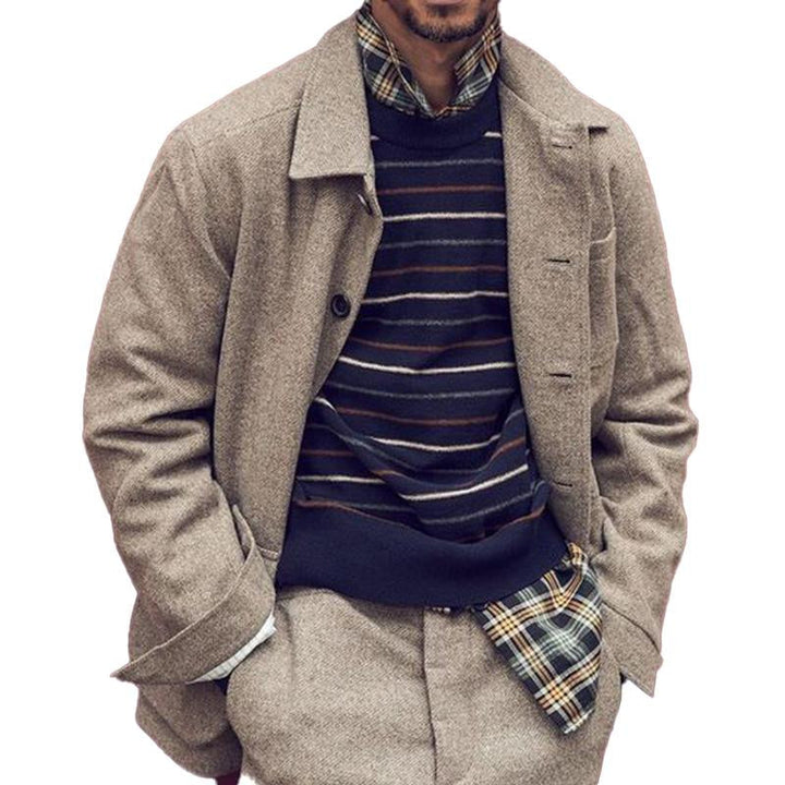 Chaqueta de hombre estilo retro con solapa de sarga