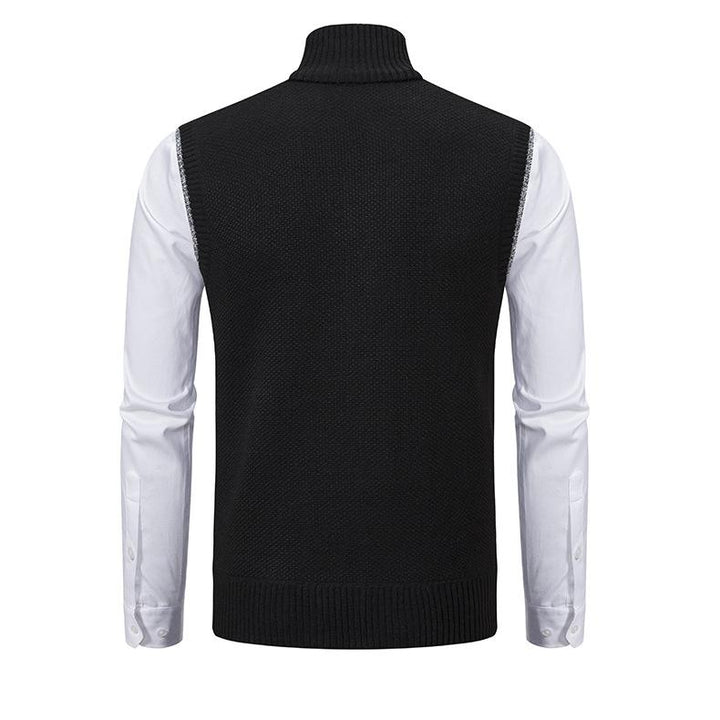 Men's Sleeveless Knitted Fleece Vest with Stand Collar (Shirt Not Included) 07402474X