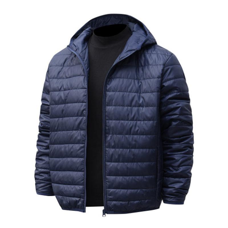 Men's Casual Hooded Short Cotton Jacket in Solid Color - Style 22653239X