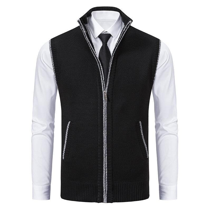 Men's Sleeveless Knitted Fleece Vest with Stand Collar (Shirt Not Included) 07402474X
