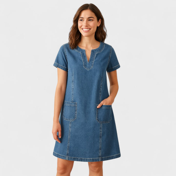 Vestido Julia™ Denim Fluido de Diario