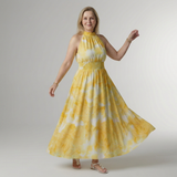 Constanza | Vestido Midi con Cuello Halter Fruncido