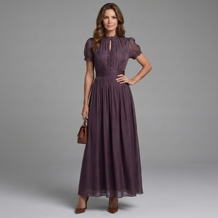 Amalia | Vestido Maxi con Escote en Forma de Llave y Cintura Fruncida