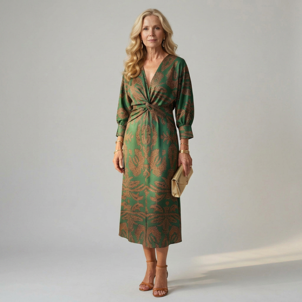 Soledad | Vestido Midi Envueltos Natural