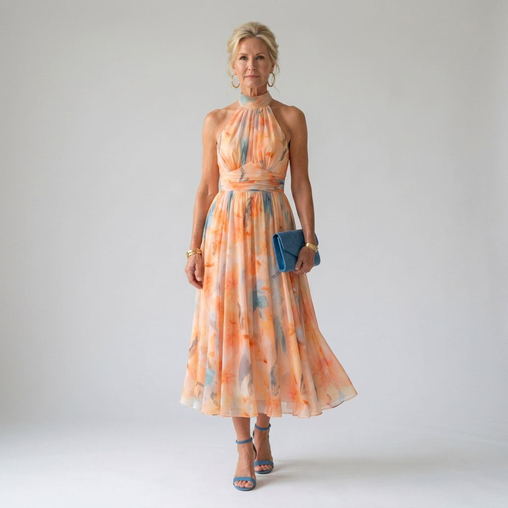Elena | Vestido Midi con Halter Suave