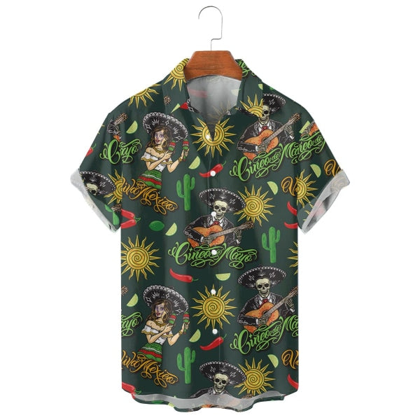 Men's Skull Print Party Shirt - Style 26435659X