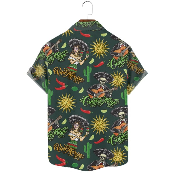Men's Skull Print Party Shirt - Style 26435659X