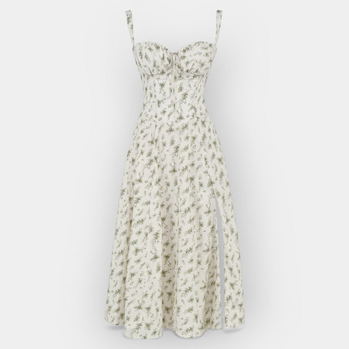 Vestido Midi Elegante con Corsé Estructurado