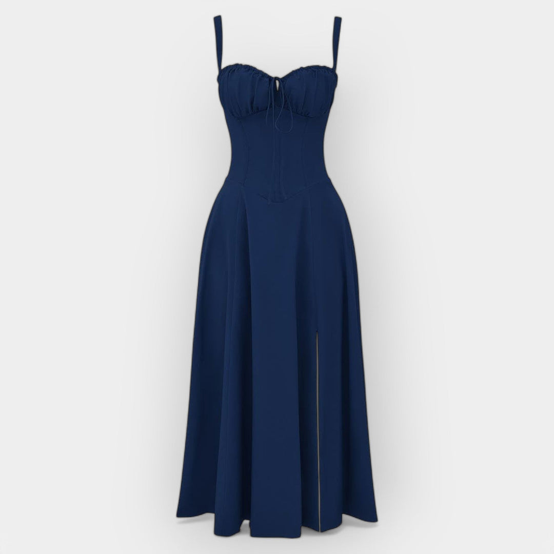 Vestido Midi Elegante con Corsé Estructurado