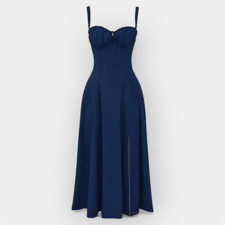 Vestido Midi Elegante con Corsé Estructurado