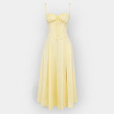 Vestido Midi Elegante con Corsé Estructurado