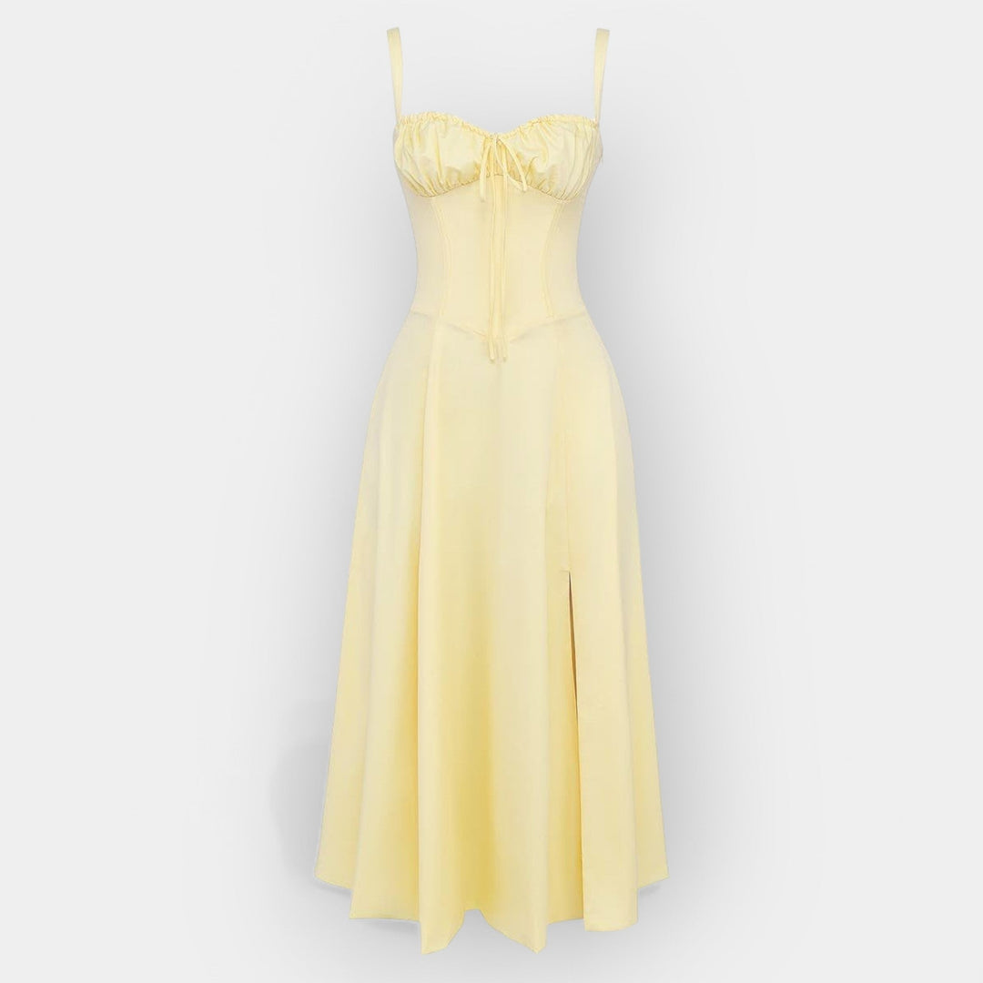 Vestido Midi Elegante con Corsé Estructurado