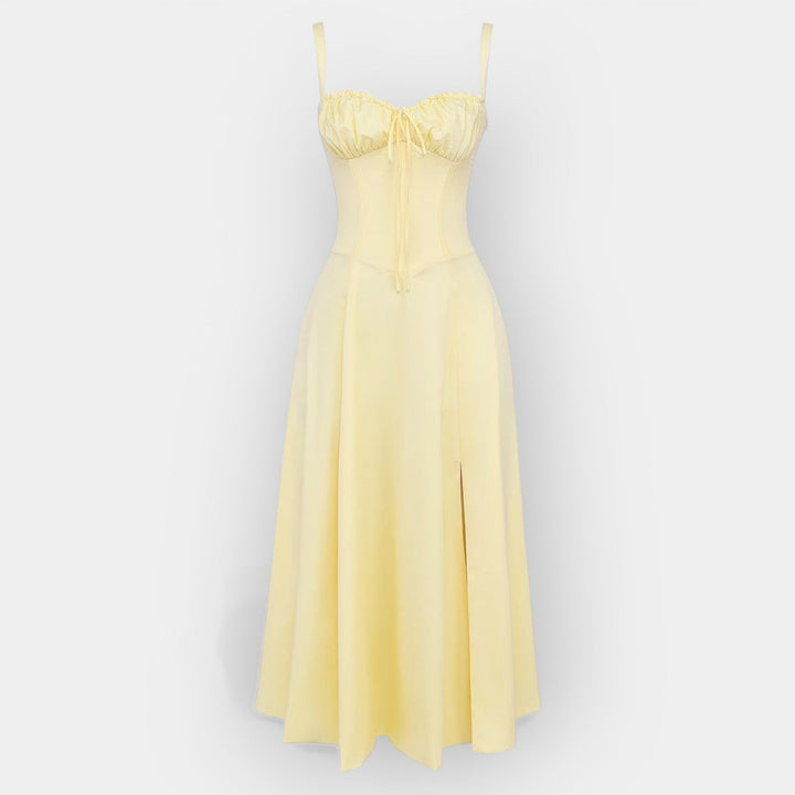 Vestido Midi Elegante con Corsé Estructurado