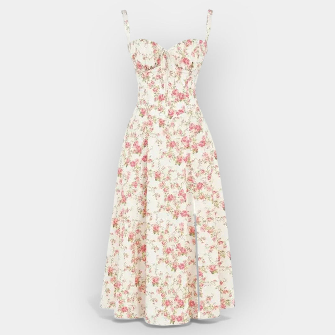 Vestido Midi Elegante con Corsé Estructurado