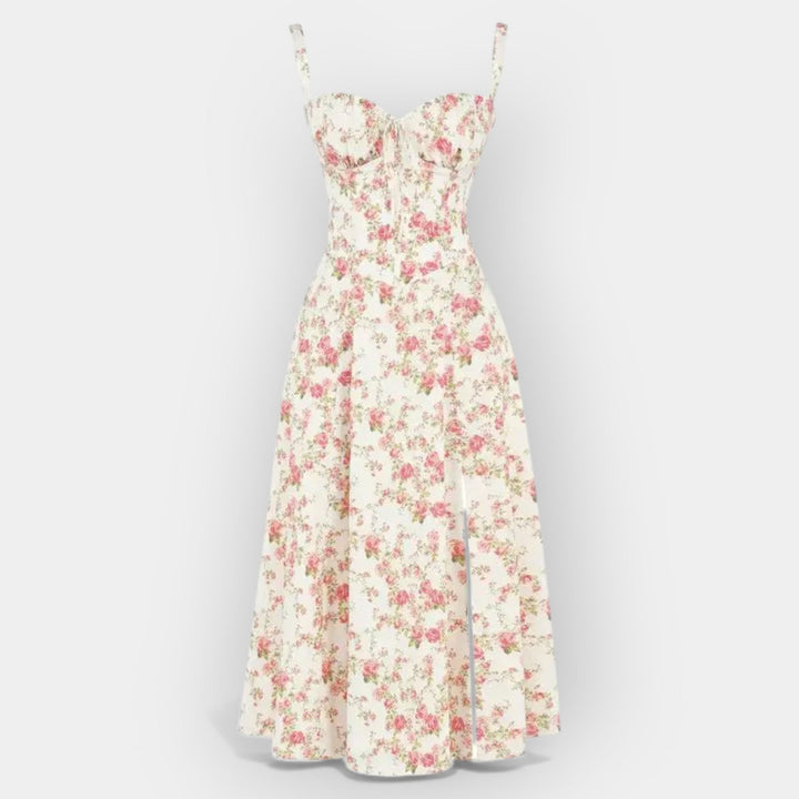 Vestido Midi Elegante con Corsé Estructurado
