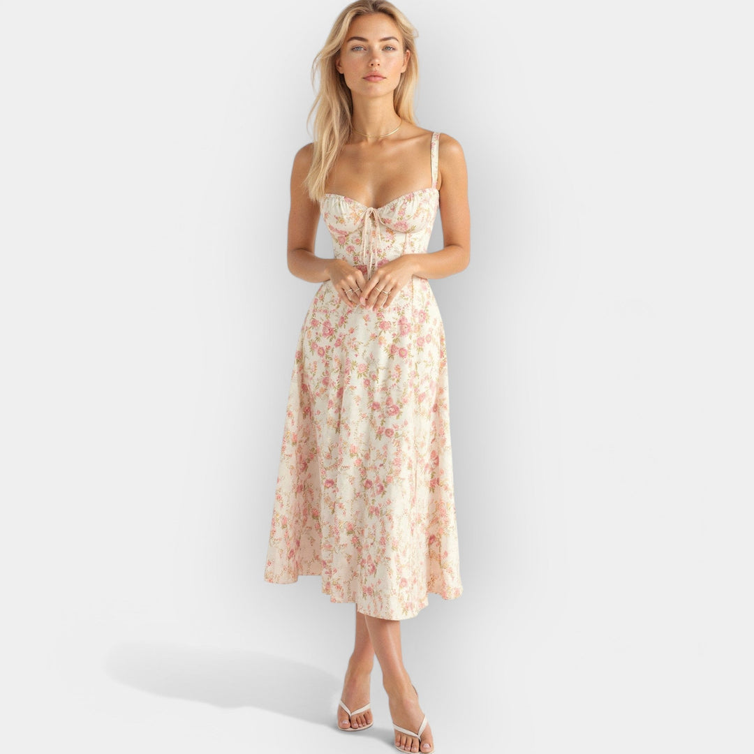 Vestido Midi Elegante con Corsé Estructurado