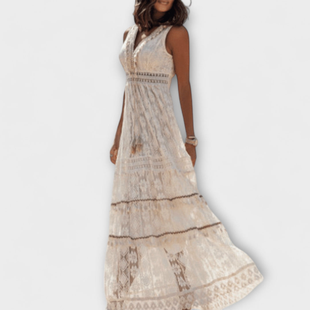 Érica™ Maxi Boho Fluido con Encaje