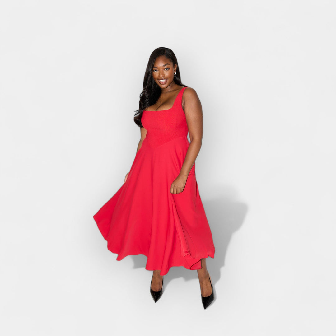 Vestido Midi Corte A Elegante