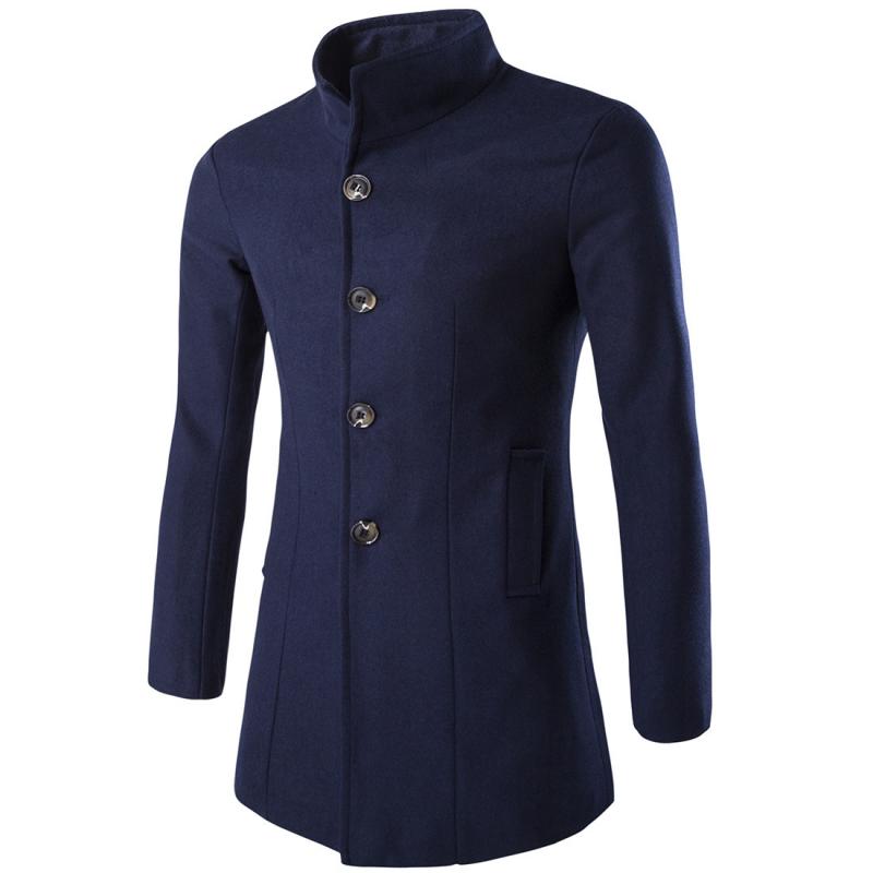 Men's Single Breasted Stand Collar Coat - Style 63921145Z