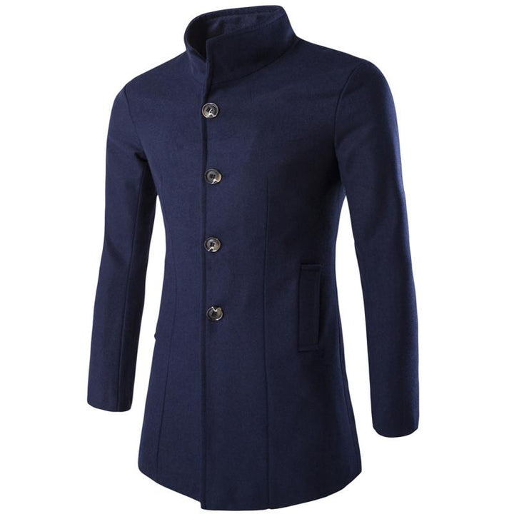Men's Single Breasted Stand Collar Coat - Style 63921145Z