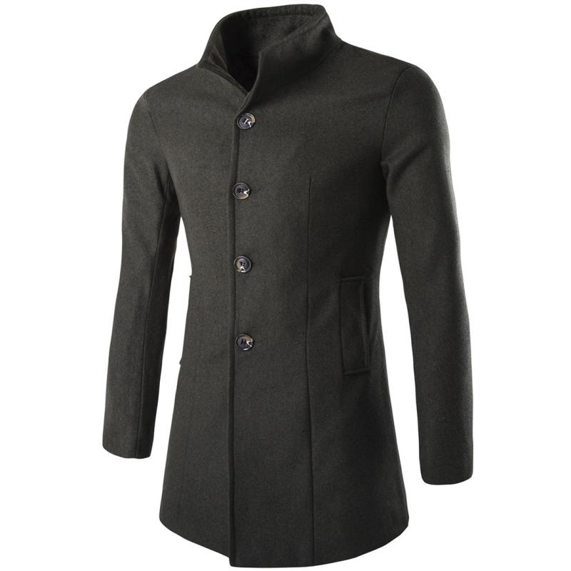 Men's Single Breasted Stand Collar Coat - Style 63921145Z