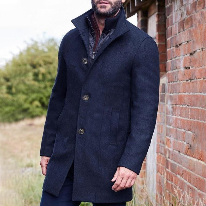 Men's Single Breasted Stand Collar Coat - Style 63921145Z
