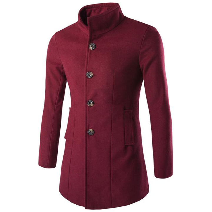 Men's Single Breasted Stand Collar Coat - Style 63921145Z