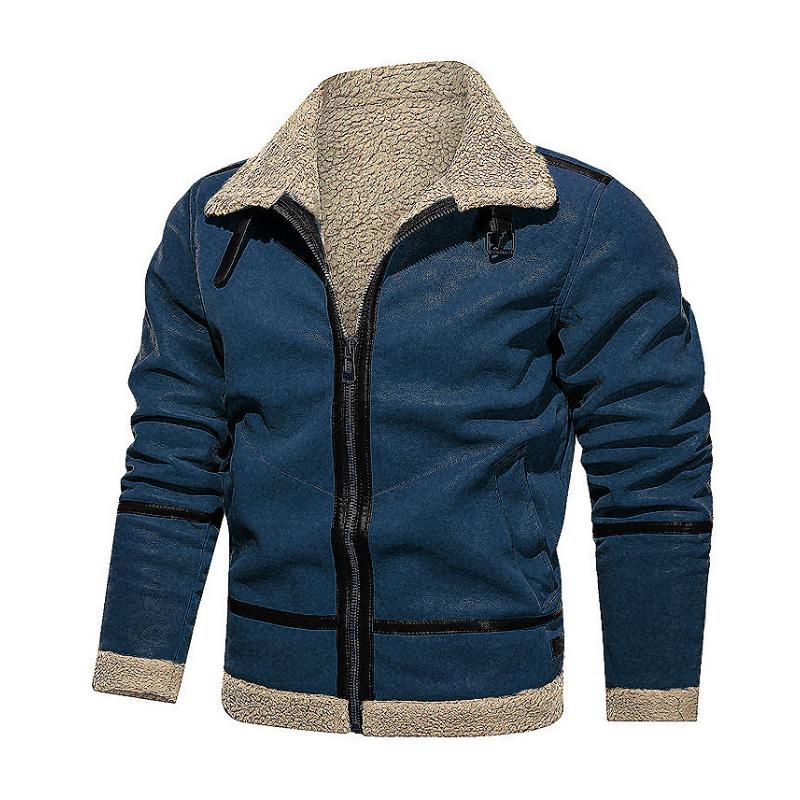Men's Vintage Suede Lambswool Warm Lapel Zipper Jacket