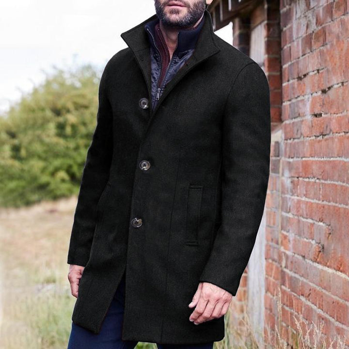 Men's Single Breasted Stand Collar Coat - Style 63921145Z