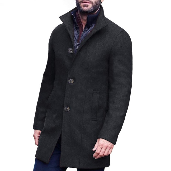 Men's Single Breasted Stand Collar Coat - Style 63921145Z